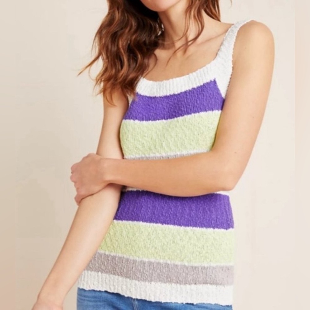 Anthropologie Women’s Callahan Multicolor Stripe Knit Sweater Tank Sz S - Picture 1 of 10